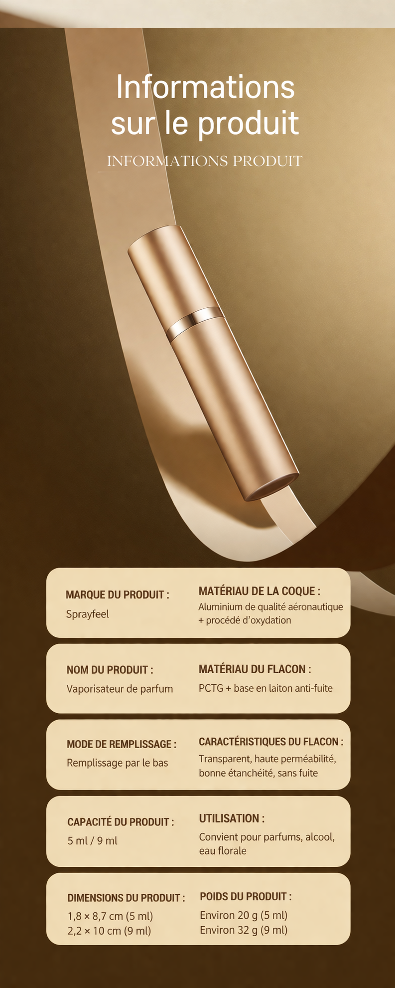 Vaporisateur de parfum rechargeable - 5 ml